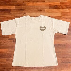 🍋 Uoobox • Women’s “Milk Apricot” Cotton Crewneck T-Shirt Japanese Style Size S